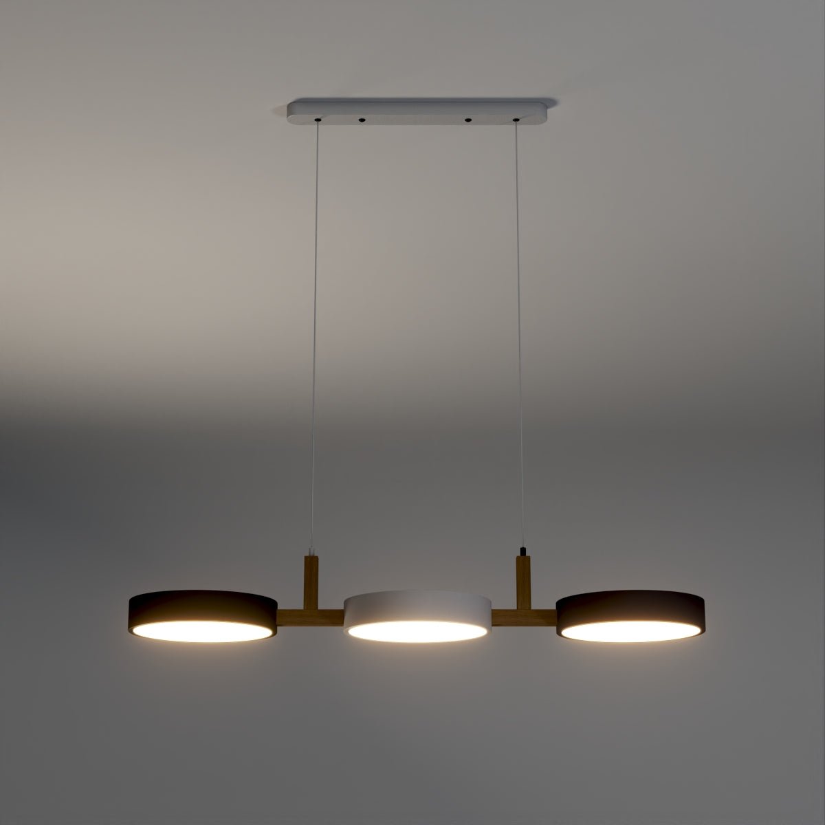 Linear Pendant Light Fixture – Modern Multi-Light LED Ceiling Light with Wood Accents
