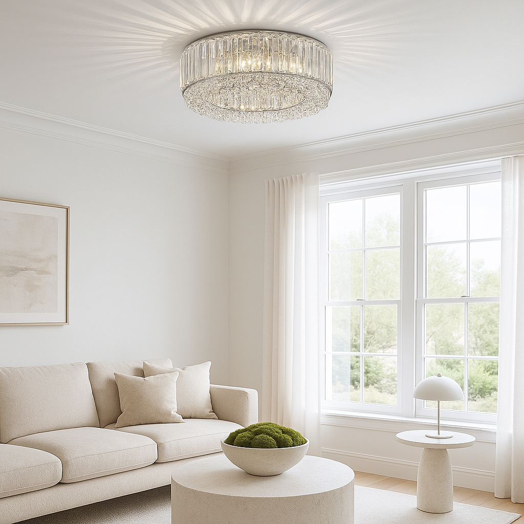 Small Crystal Flush Mount Ceiling Light Fixture – Modern Chrome Ceiling Light