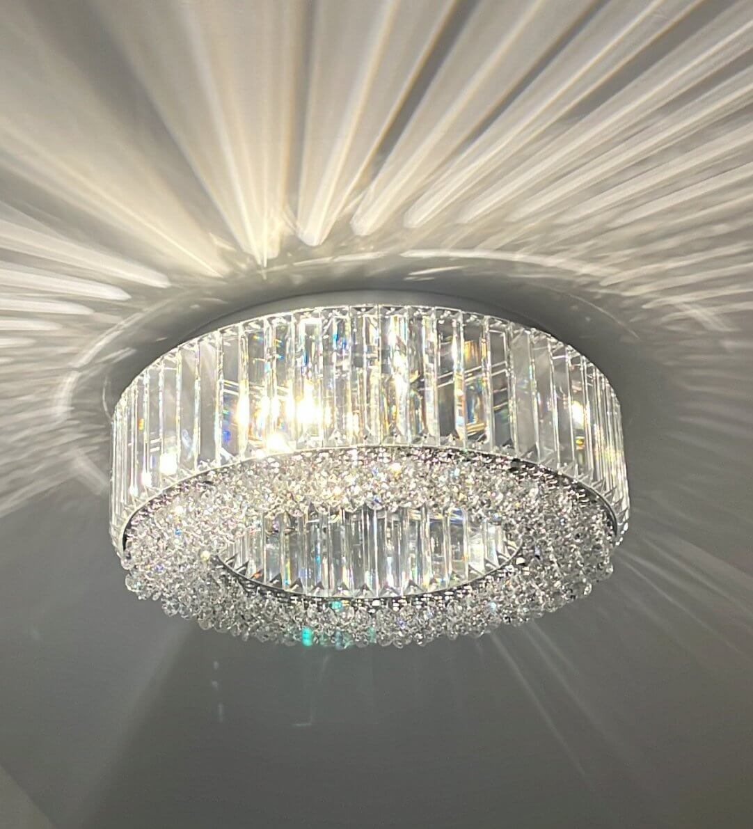 Small Crystal Flush Mount Ceiling Light Fixture – Modern Chrome Ceiling Light