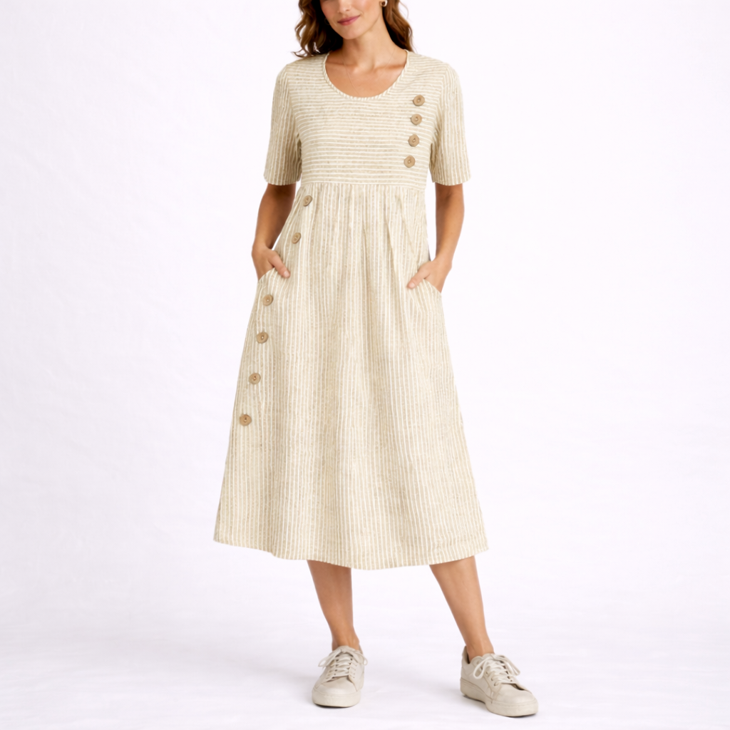 Striped Midi Dress – Evening-Ready Elegance