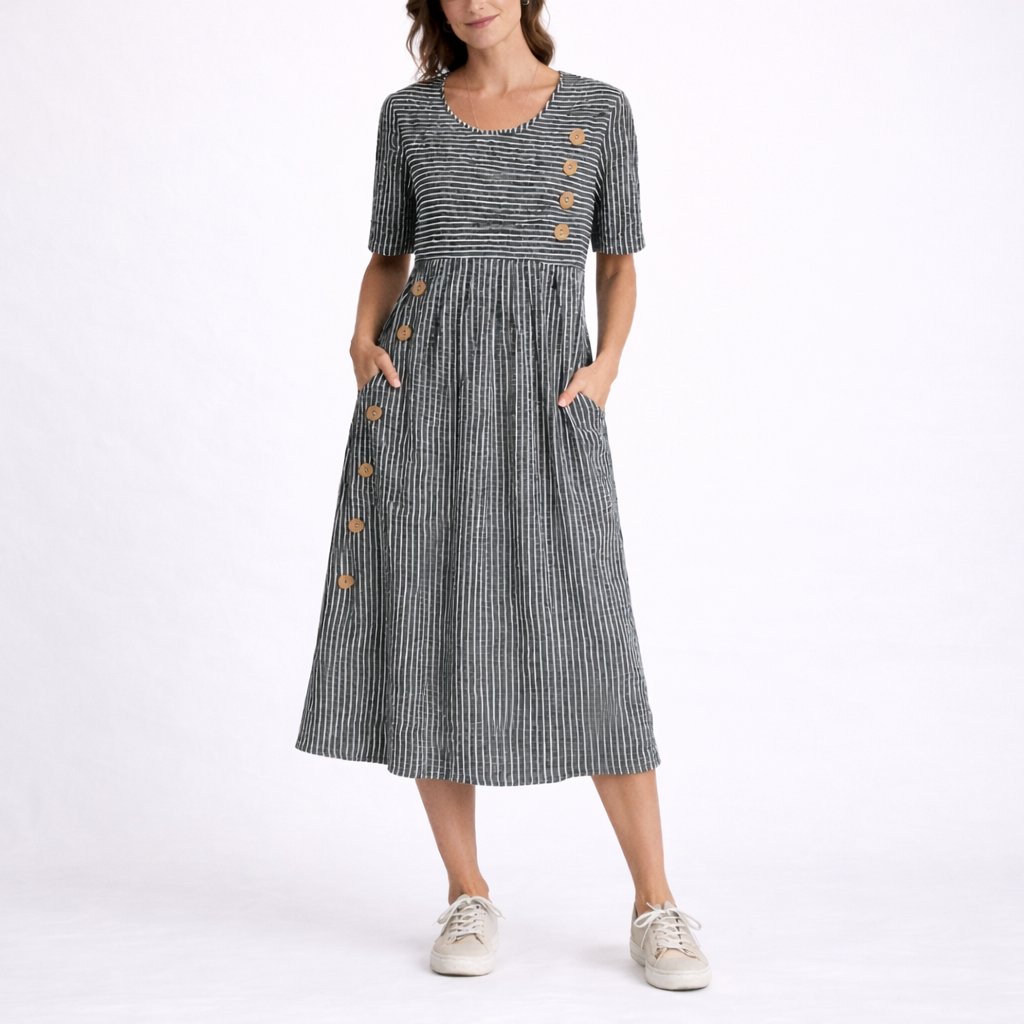 Striped Midi Dress – Evening-Ready Elegance