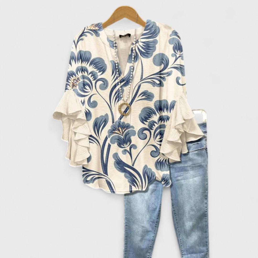 Striped V-Neckline Blouse – Effortless Summer Silhouette