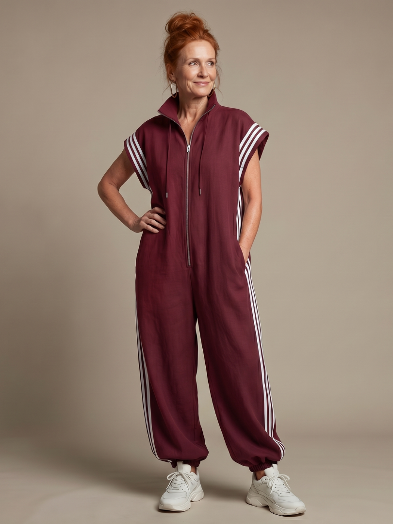 Striped Wrap Jumpsuit – Elegant Warm-Weather Style